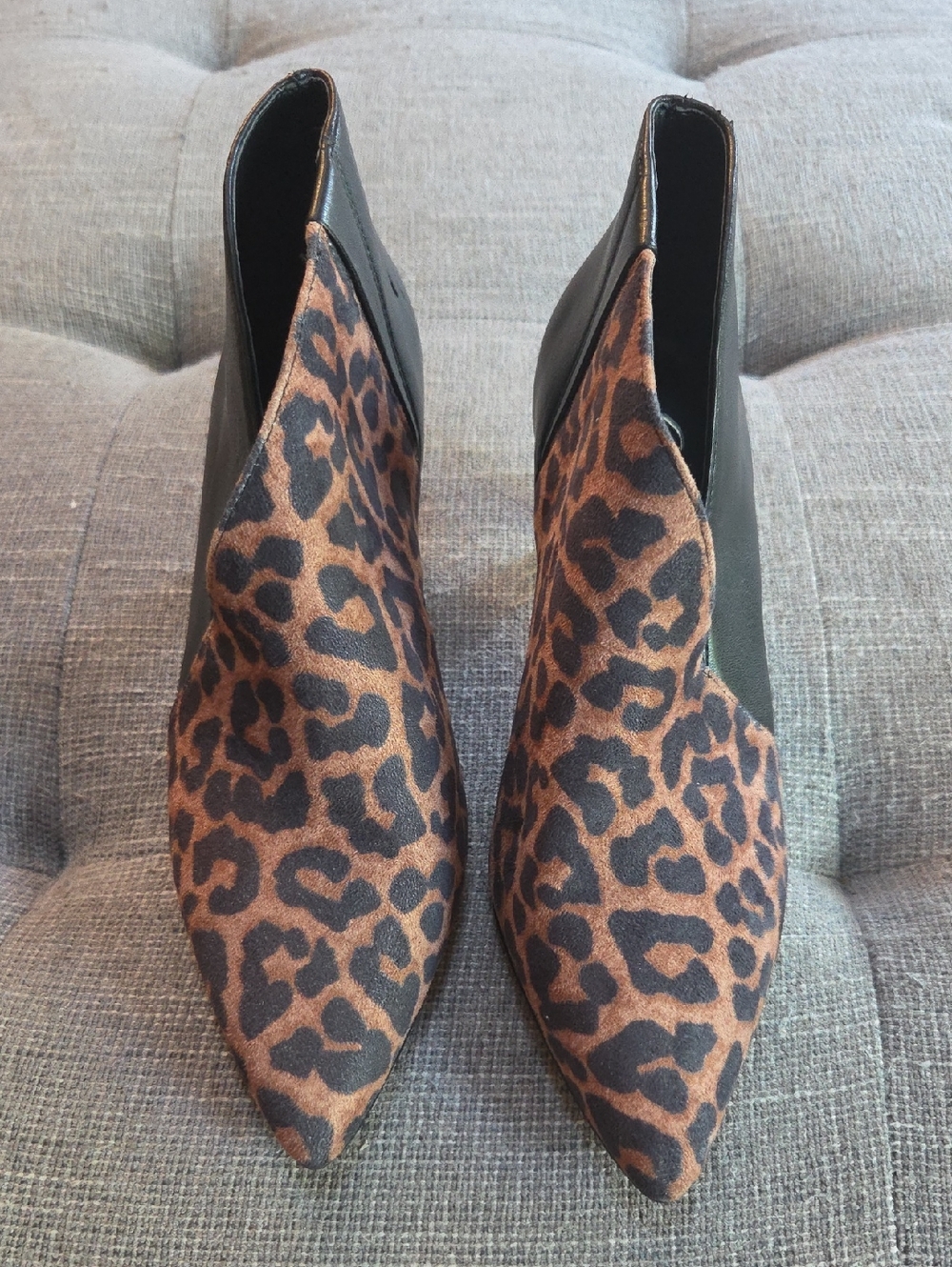 Jessica Simpson Leopard-Print Pointed Ankle Boots in Brown and Black